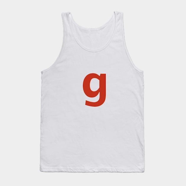 Letter g in Red Text Minimal Typography Tank Top by ellenhenryart